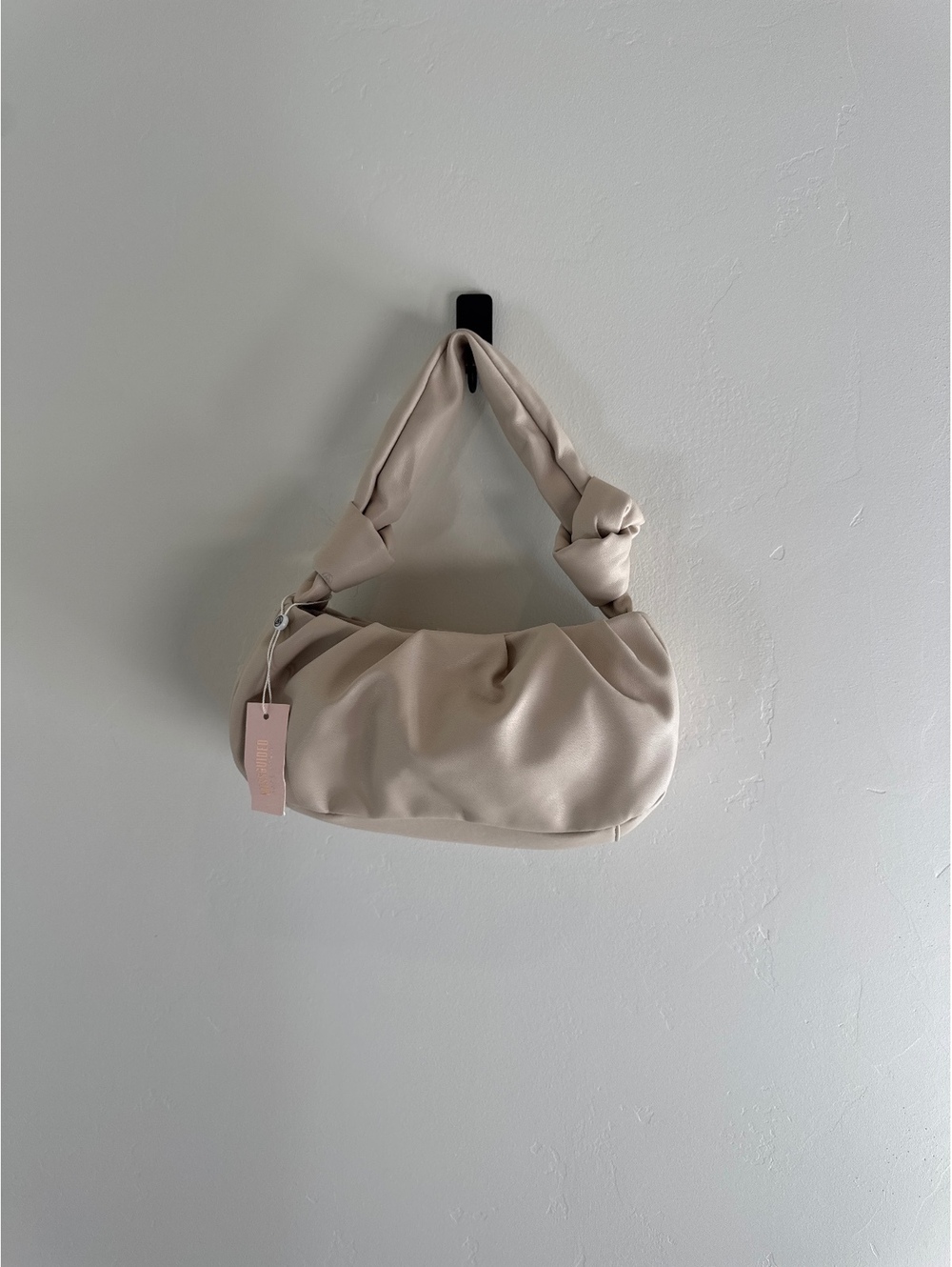 Missguided White Ruched Handle Shoulder Bag Cream Hobo Purse NWT